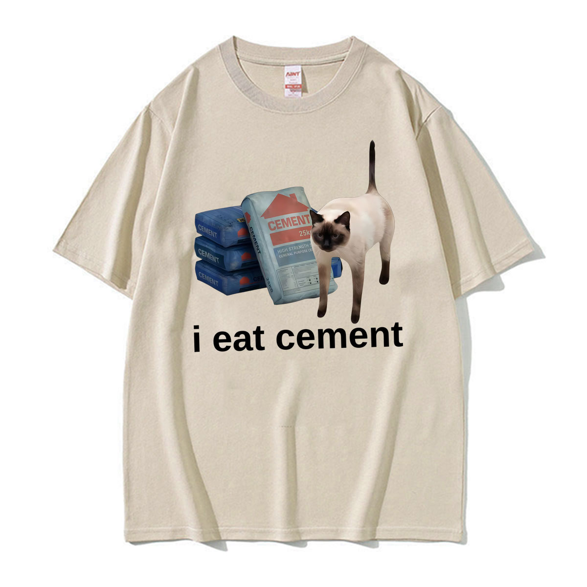 Vintage Fashion Gen Z - Camiseta Gráfica Engraçada 'Eu Como Cimento'
