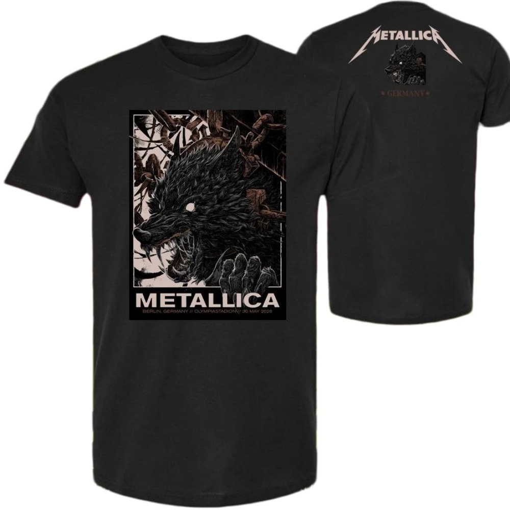 Vintage Fashion Berlin - Camiseta Unissex Metallica M72 Berlin Olympiastadion