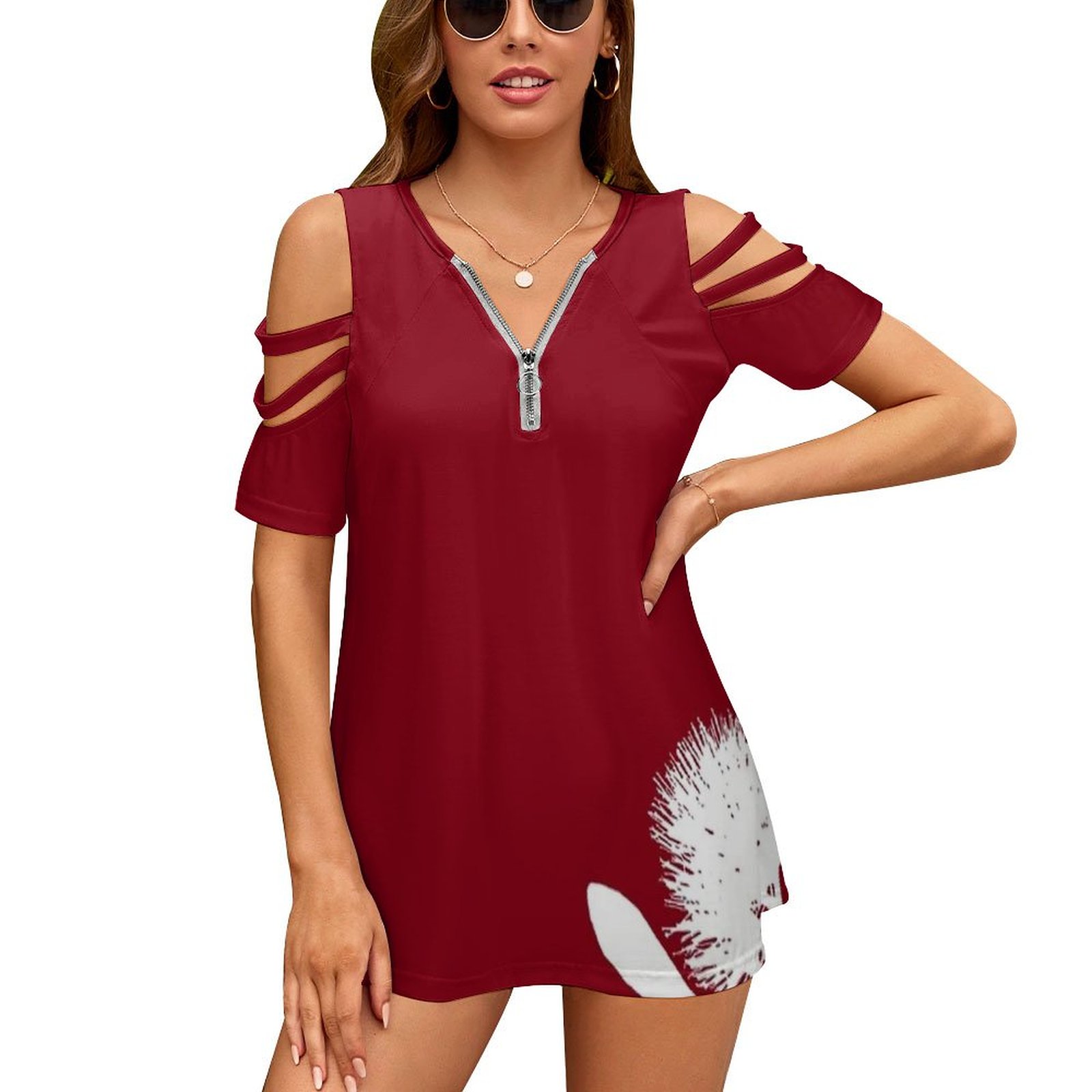 Vintage Fashion Nz - Pohutukawa-branco sobre vermelho feminino zíper sexy