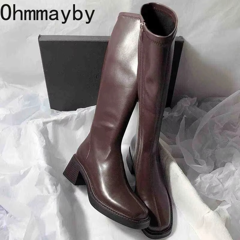Vintage Fashion De - Vintage salto grosso feminino joelho botas