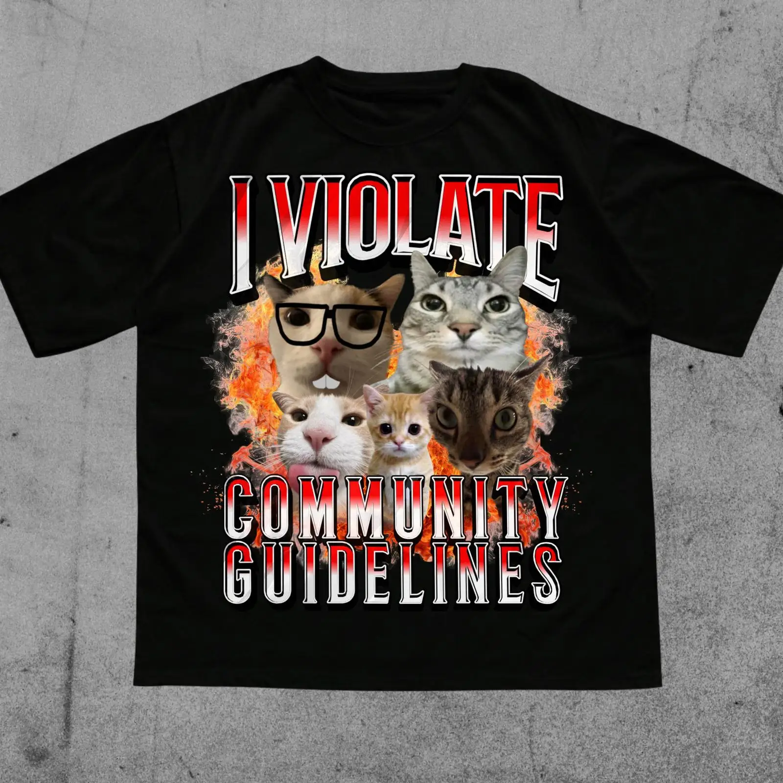 Vintage Fashion Gen Z - Camiseta Meme Gato Amaldiçoado 'Eu Violando