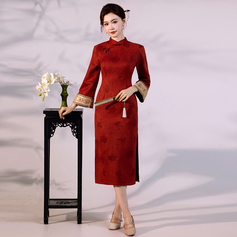 Qipao de veludo de camurça de  - Vintage Fashion Gen Z avaliação e preço