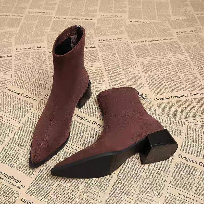 Novas Botas de Salto Baixo Fem - Vintage Fashion Dresses avaliação e preço