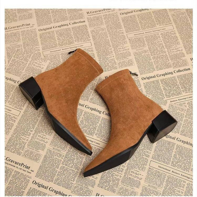 Novas Botas de Salto Baixo Fem - Vintage Fashion Dresses avaliação e preço