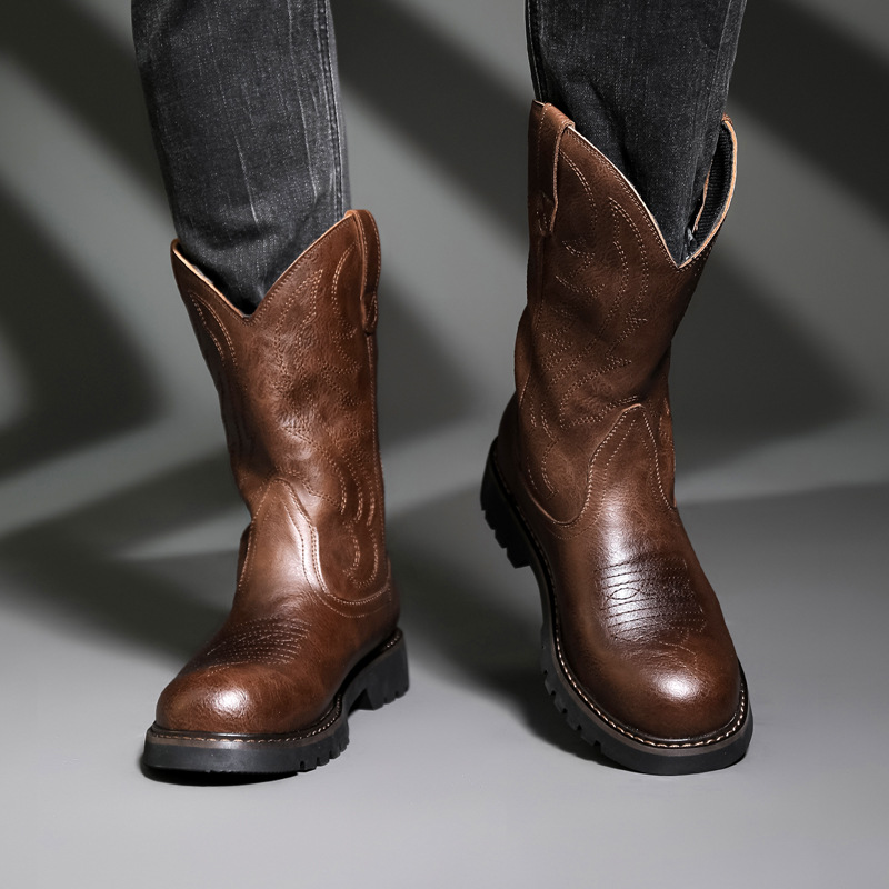 Moda masculina botas de cowboy - Vintage Fashion De avaliação e preço