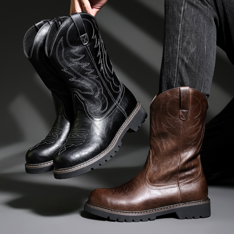 Moda masculina botas de cowboy - Vintage Fashion De avaliação e preço